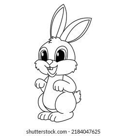 Cute rabbit cartoon coloring page illustration vector. For kids coloring book.