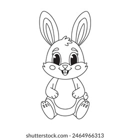 Cute rabbit cartoon coloring page illustration vector. For kids coloring book
