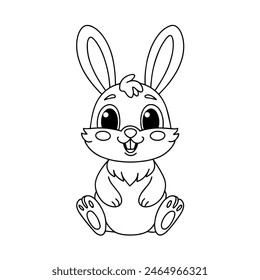 Cute rabbit cartoon coloring page illustration vector. For kids coloring book