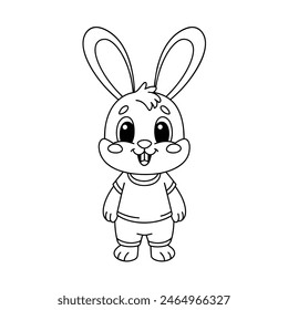 Cute rabbit cartoon coloring page illustration vector. For kids coloring book