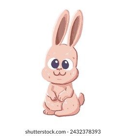 cute rabbit cartoon in crayon style editable Colorful vector hand drawn illustration for children. baby designs for cards, poster decorations, t-shirt prints, stickers, icons and others