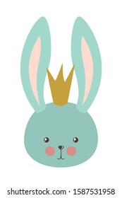 Cute rabbit cartoon with crown design, Animal zoo life nature character childhood and adorable theme Vector illustration