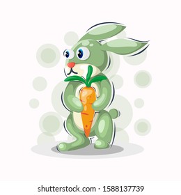 Cute rabbit cartoon design vector with carrot