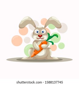 Cute rabbit cartoon design vector with carrot