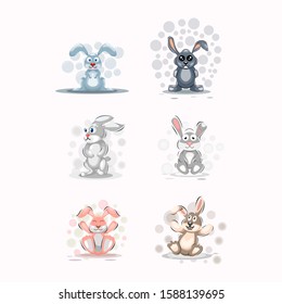 Cute rabbit cartoon design vector collection