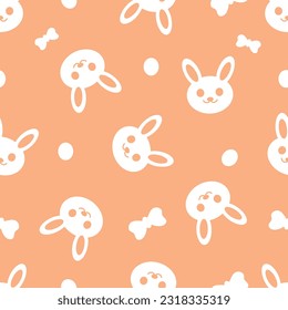 Cute rabbit cartoon doodle pattern