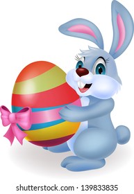 Cute rabbit cartoon with easter egg