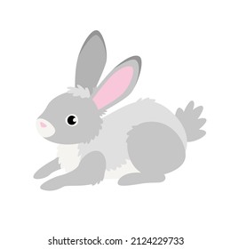 Cute rabbit in cartoon flat style. Isolated vector.