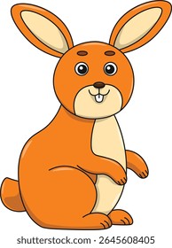 Cute rabbit cartoon. Flat vector illustration. Wild life animals. Cute animal on white background