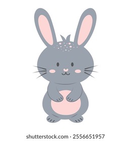 Cute rabbit. Cartoon forest character isolated on white background.