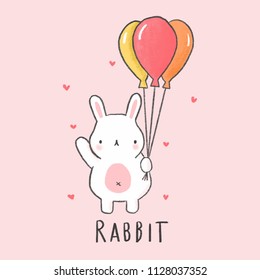 Cute Rabbit cartoon hand drawn style