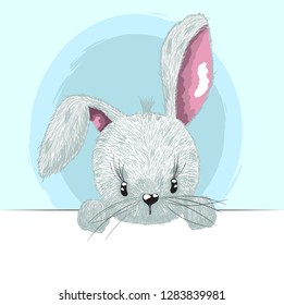 Cute rabbit cartoon hand drawn vector illustration. Can be used for baby t-shirt printing, fashion print design, children wear, baby shower celebration greeting and invitation card.