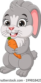 Cute rabbit cartoon holding a carrot