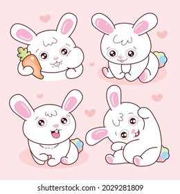 Cute Rabbit cartoon illustration on pink background