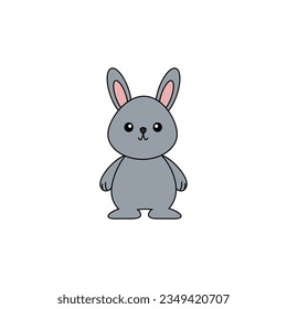 Cute rabbit cartoon illustration on white background. Animal theme illustration.