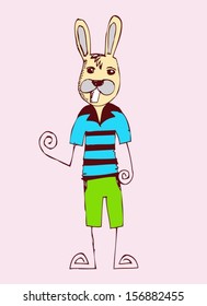 Cute rabbit cartoon  in Jaidee Family Style 