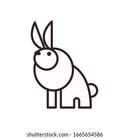 Cute rabbit cartoon line style icon design, Animal zoo life nature character childhood and adorable theme Vector illustration