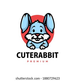 ilustración vectorial del logotipo de dibujos animados de conejo lindo