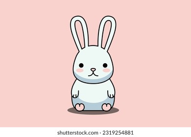 Cute rabbit cartoon minimal vector