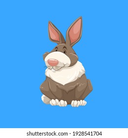 Cute rabbit cartoon on blue background. Vecto illustration