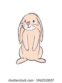 Cute rabbit cartoon on white background