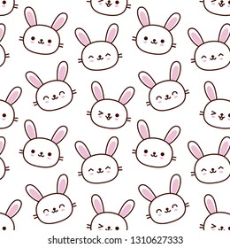 Cute rabbit cartoon pattern hand drawn style