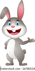 Cute rabbit cartoon presenting 