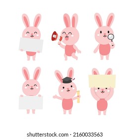 Cute-Kaninchen-Cartoon, der das Chibi-Konzept präsentiert