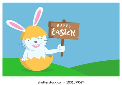 a cute rabbit cartoon, related to Easter celebration. vector illustration. editable.