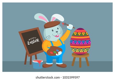 a cute rabbit cartoon, related to Easter celebration. vector illustration. editable.