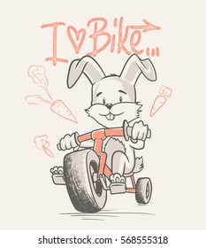 Cute rabbit cartoon ride bicycle