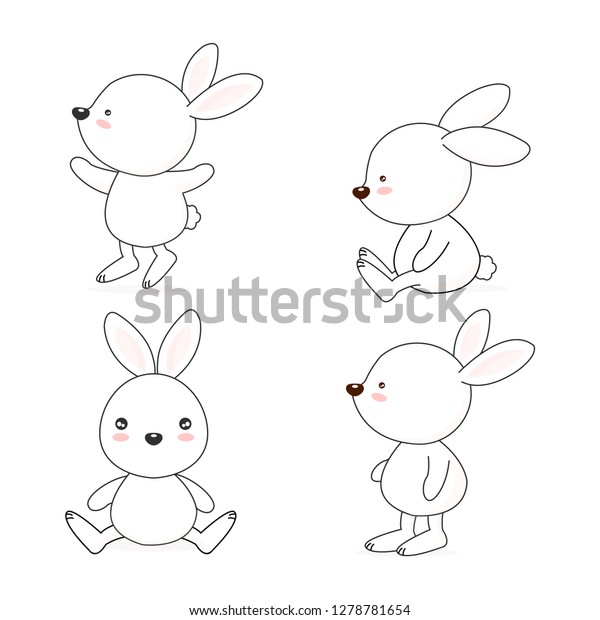 Cute Rabbit Cartoon Set Stock Vector (Royalty Free) 1278781654 ...
