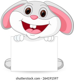 Cute rabbit cartoon with sign