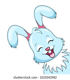 Cute Rabbit Cartoon, Smiling Bunny Isolated on White Background - Illustration Vector