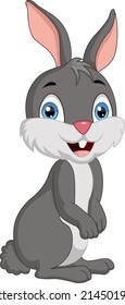 Cute rabbit cartoon standing on white background