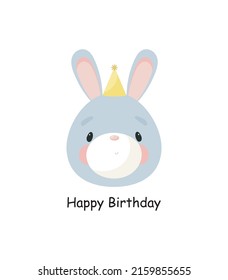 Cute Rabbit. Cartoon style. Vector illustration. For card, posters, banners, children books, printing on the pack, printing on clothes, fabric, wallpaper, textile or dishes.