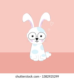 cute rabbit cartoon vector icon pink background.