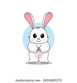 cute rabbit cartoon vector icon illustration.animal icon illustration. flat style concept cute