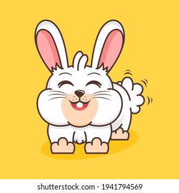 Cute rabbit cartoon vector illustration icon design.