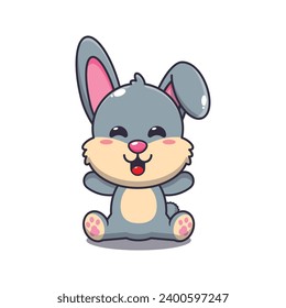 Cute rabbit cartoon vector illustration. 