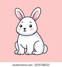 Cute Rabbit Cartoon Vector Illustration. Isolated Vector Animal Concept.