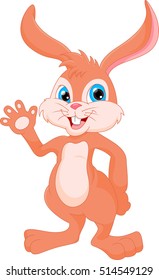 cute rabbit cartoon waving