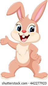 Cute Rabbit Cartoon Waving Hand