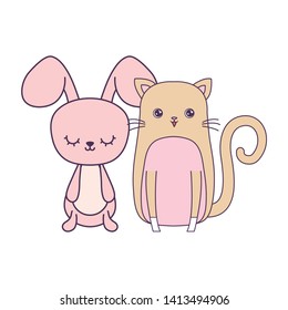 cute rabbit with cat animals character