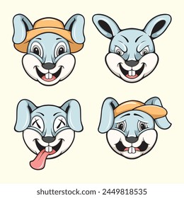 Diseño de arte de personaje de conejo lindo