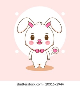 Cute rabbit character cartoon design illustration