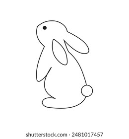 Cute Rabbit Character, Coloring Page For Children