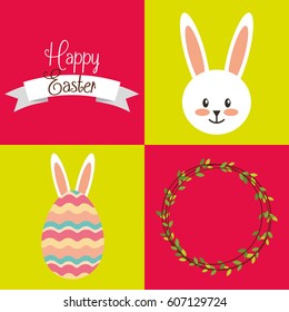 cute rabbit character easter season vector illustration design