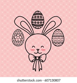 cute rabbit character easter season vector illustration design