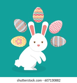 cute rabbit character easter season vector illustration design
